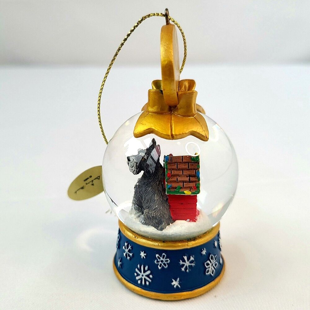 Danbury Mint Christmas Miniature Schnauzer Mini Snow Globe Ornament Dog House - Picture 6 of 11